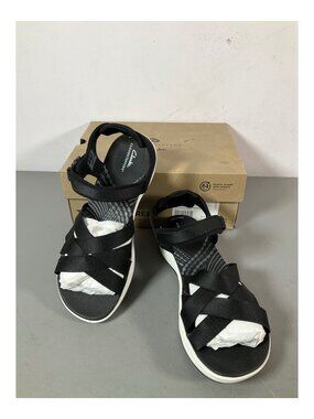 Clarks Cloudstepper Mira Tide Women's Black Sandals, Size 8.5W - Comfort & Style